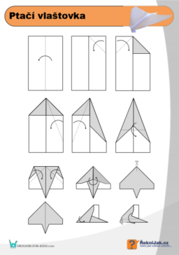 Ptačí vlaštovka - origami diagram
