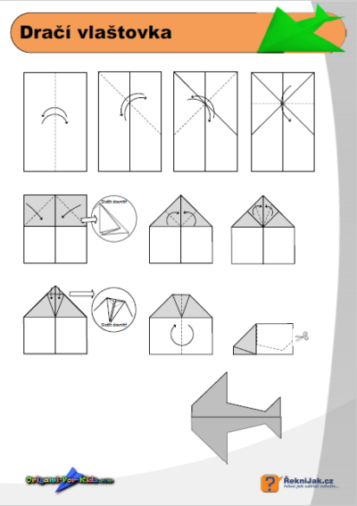 Dračí vlaštovka - origami diagram - náhled