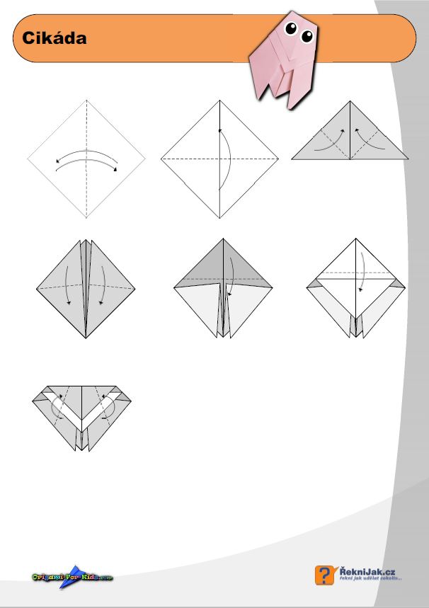 Cikáda - origami diagram náhled