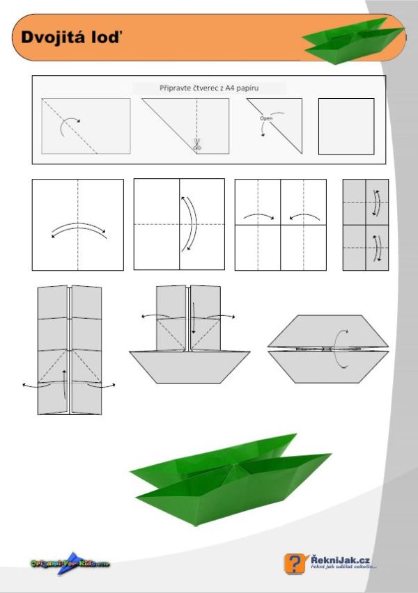 dvojita lod origami diagram nahled